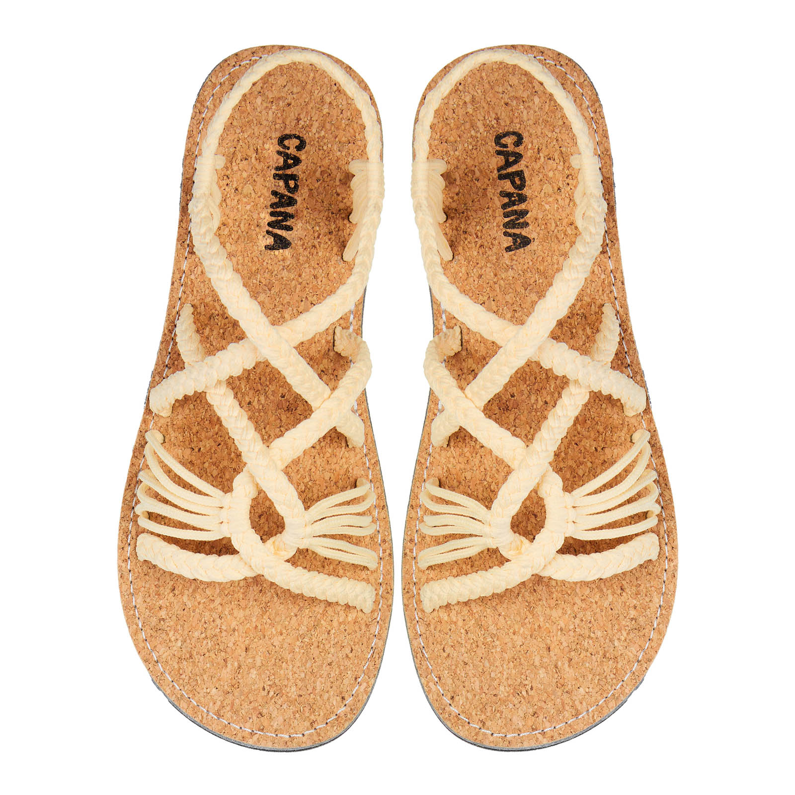 Relax Cream Cork Rope Sandals Egg shell Open toe wider design Flat Handmade sandals for women