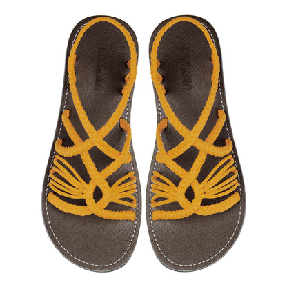 Relax Golden Yellow Rope Sandals Marigold Open toe wider design Flat Handmade sandals for women