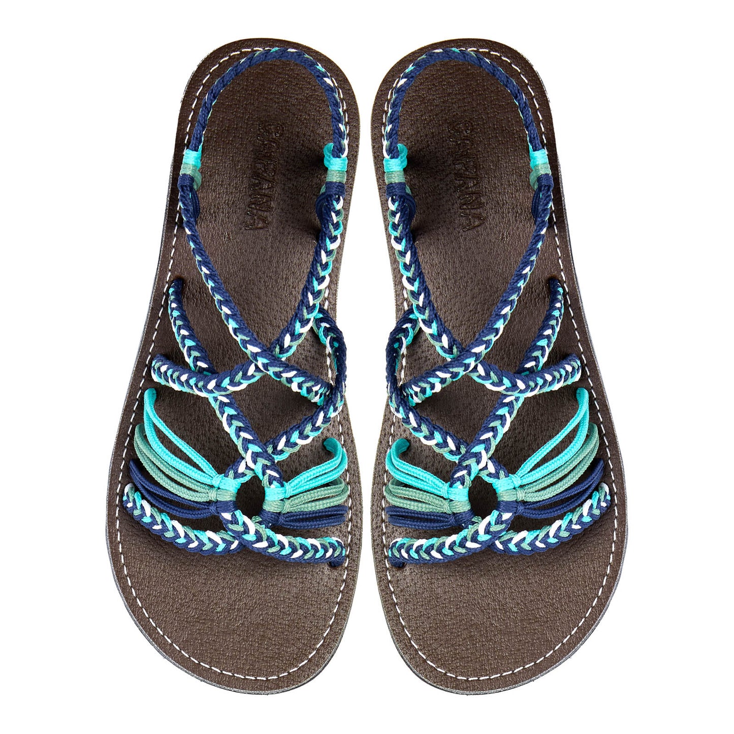 Relax Marine Pistachio Rope Sandals Blue Green Open toe wider design Flat Handmade sandals for women