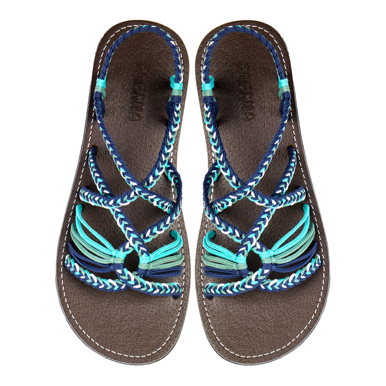 Relax Marine Pistachio Rope Sandals Blue Green Open toe wider design Flat Handmade sandals for women
