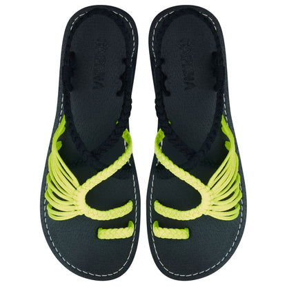 Commune Neon Black Rope Sandals Shining loop design Flat sandals for women