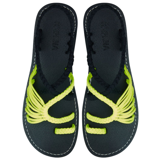 Commune Neon Black Rope Sandals Shining loop design Flat sandals for women