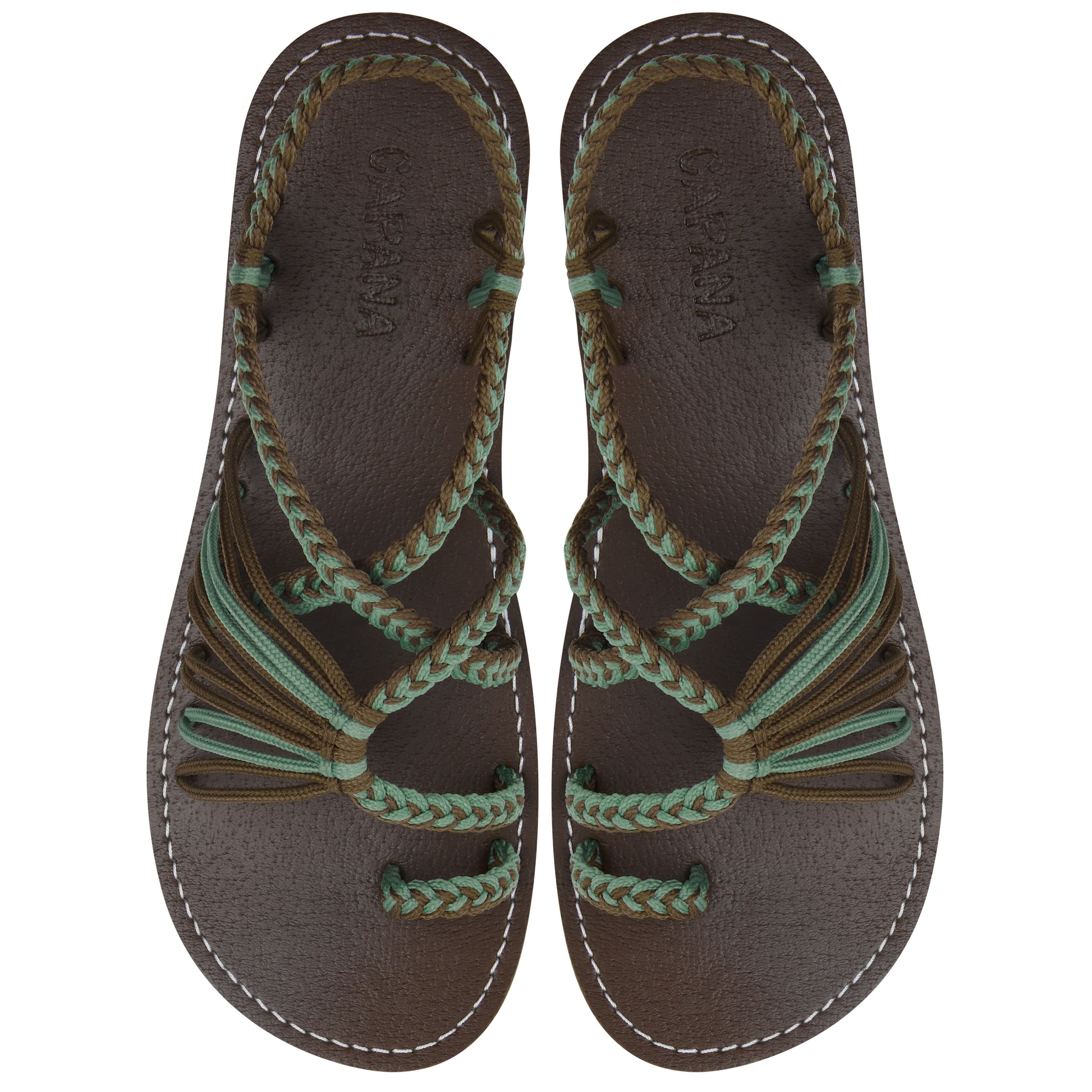 Commune Green tea - Taupe Rope Sandals Matcha Dark Gray loop design Flat sandals for women