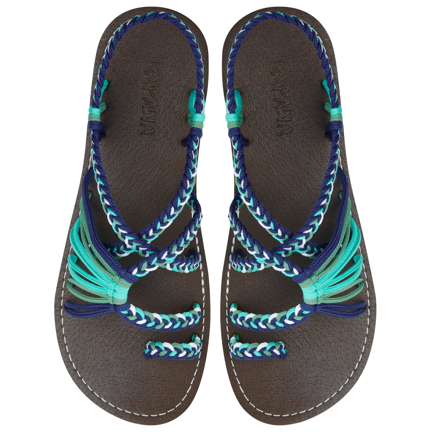 Commune Marine Pistachio Rope Sandals Blue Green loop design Flat sandals for women