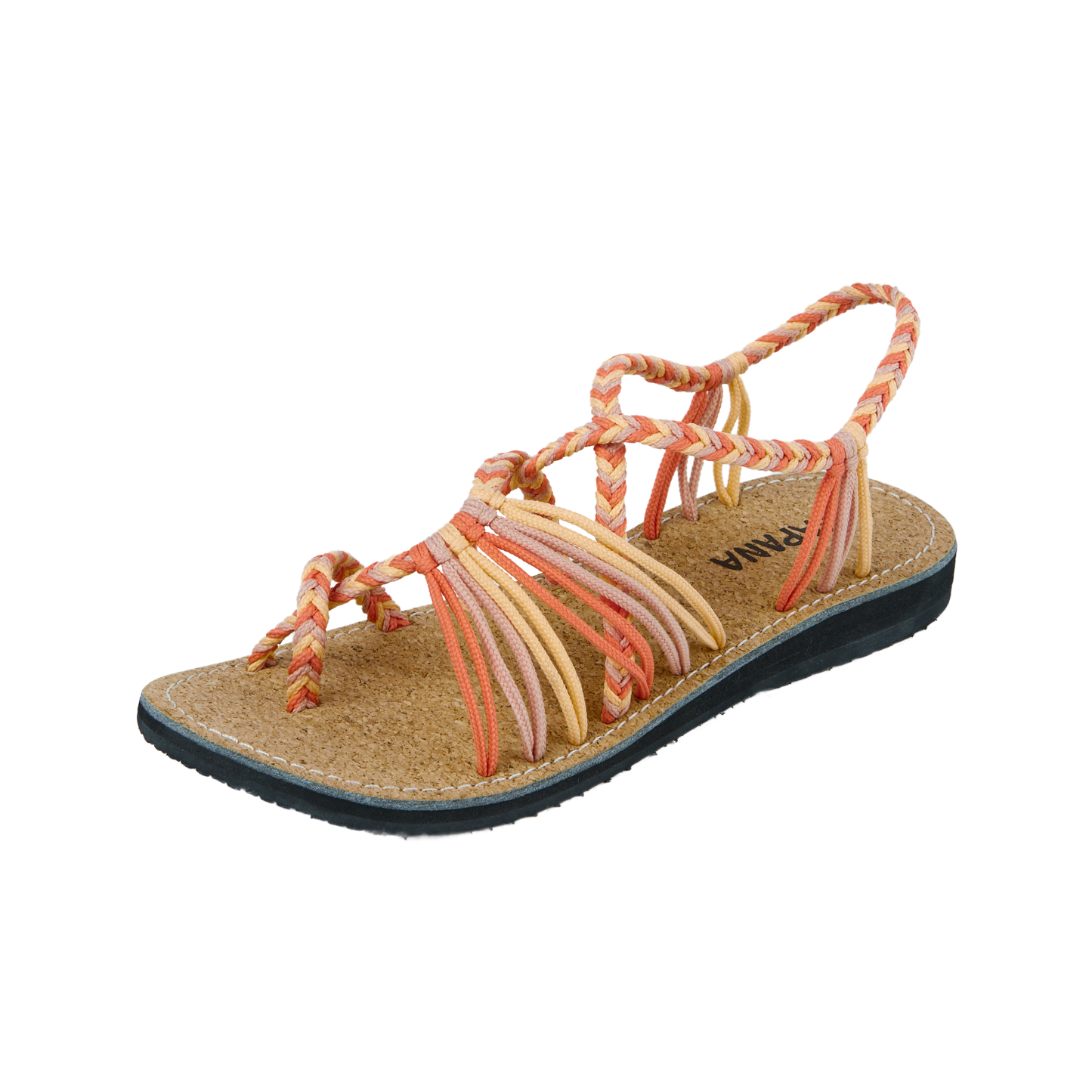 Hand woven sandals Sunset hour Rope Sandals on the side  in white background