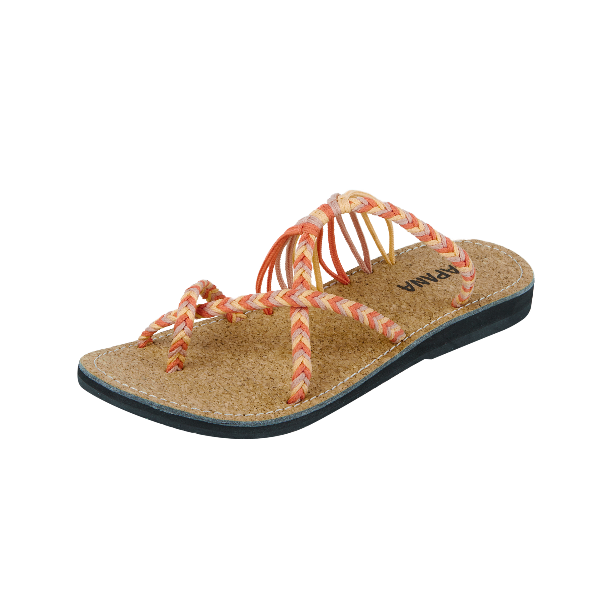 Hand woven sandals Sunset Hour Rope Sandals on the side  in white background