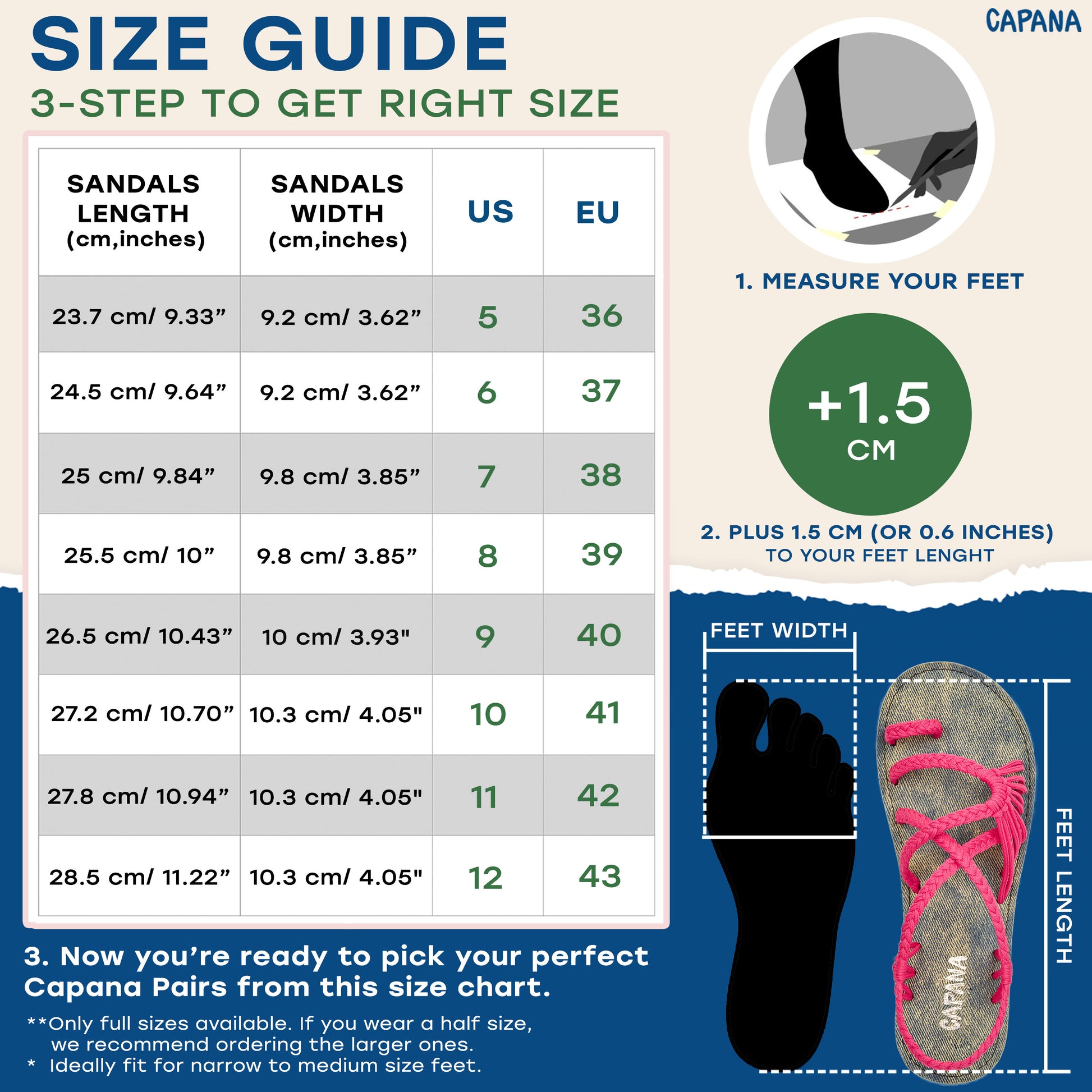 Capana size chart Pink Jeans